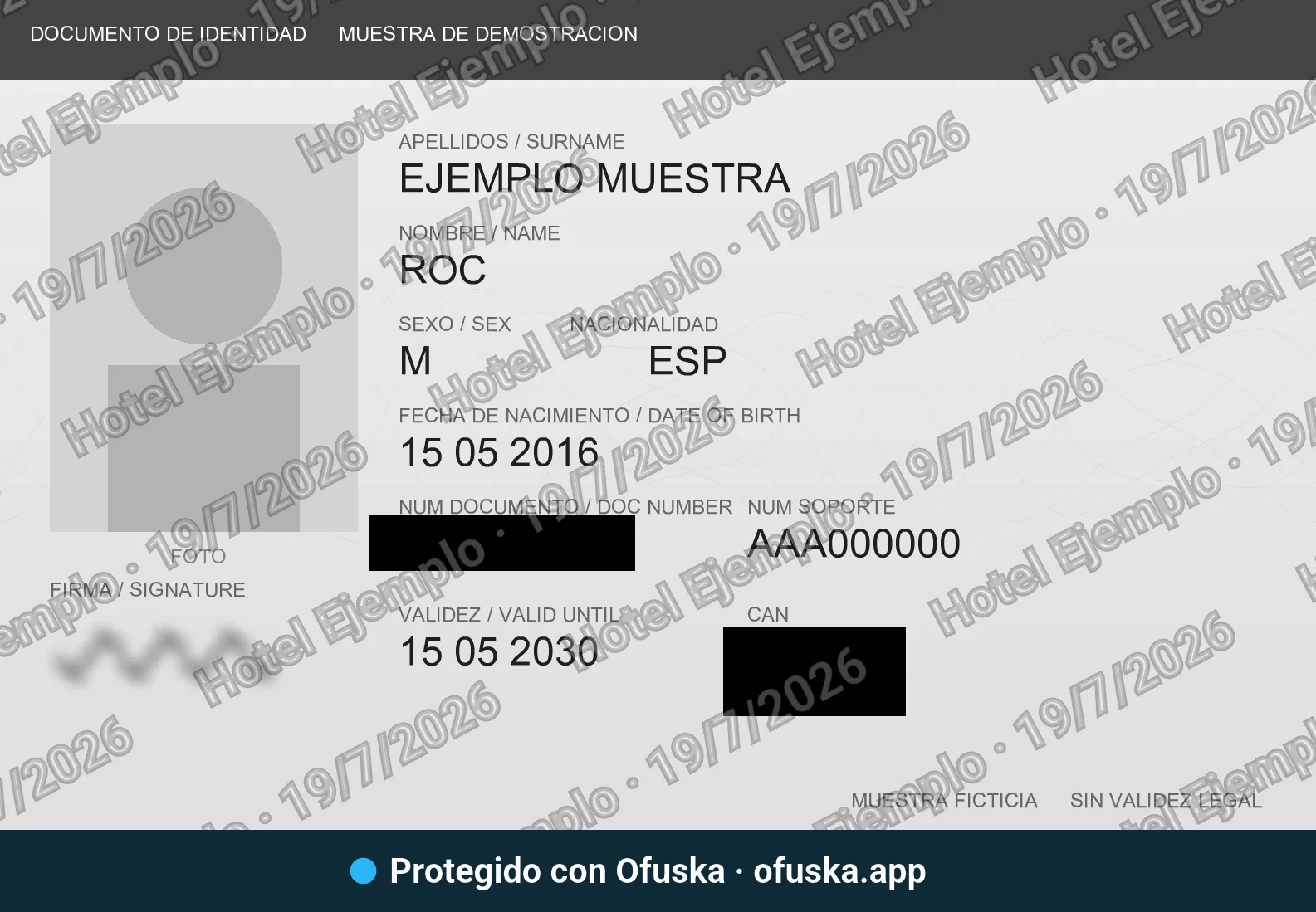 Copia protegida generada con la versión gratuita, con la banda «Protegido con Ofuska · ofuska.app» al pie